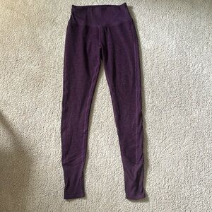 Alo Purple Leggings With Ribbed Cuffs